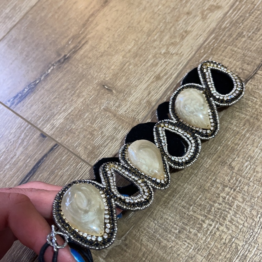 Pink Pewter rhinestone & stone headband